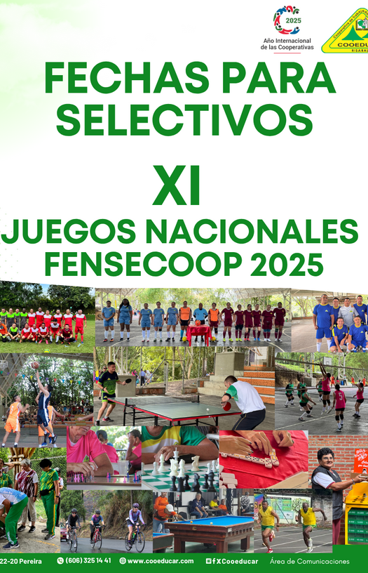 FECHAS SELECTIVOS JUEGOS NACIONALES FENSECOOP 2025